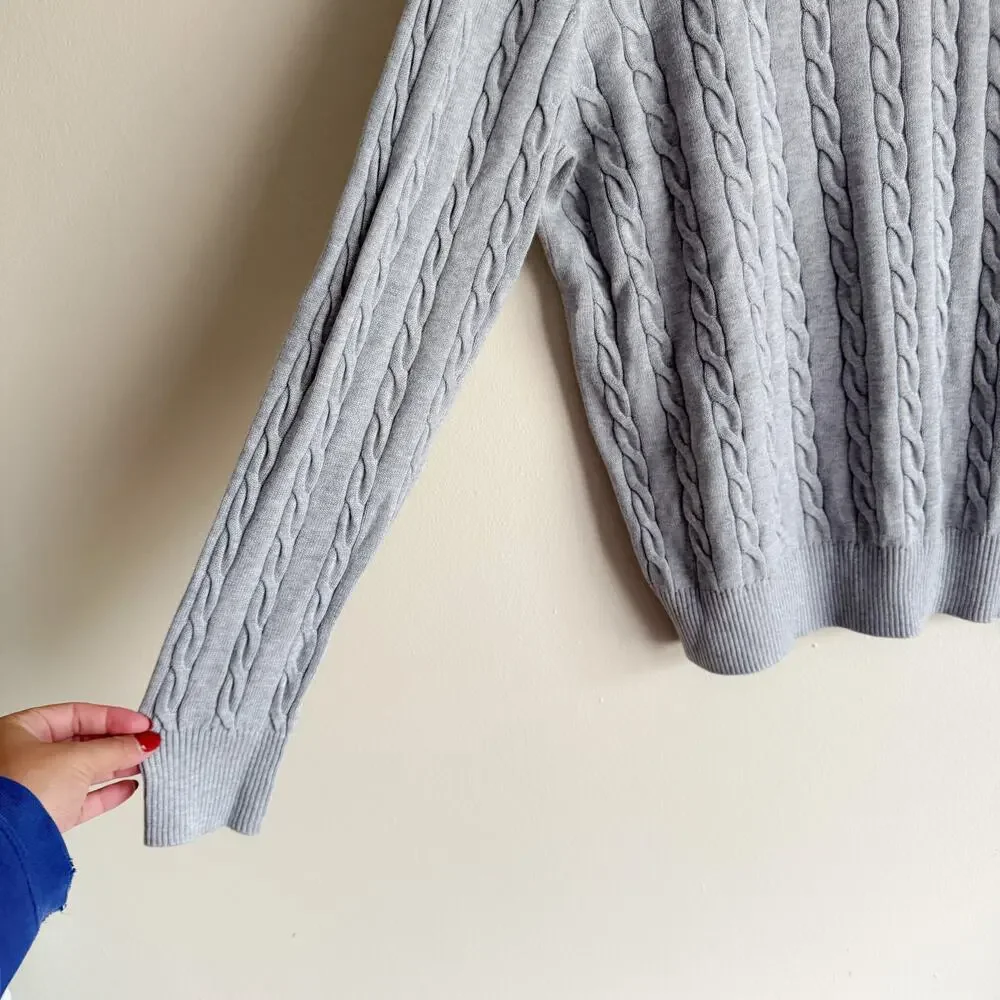 Brooks Brothers Grey Supima Cotton Crewneck Cable Knit Sweater - XL